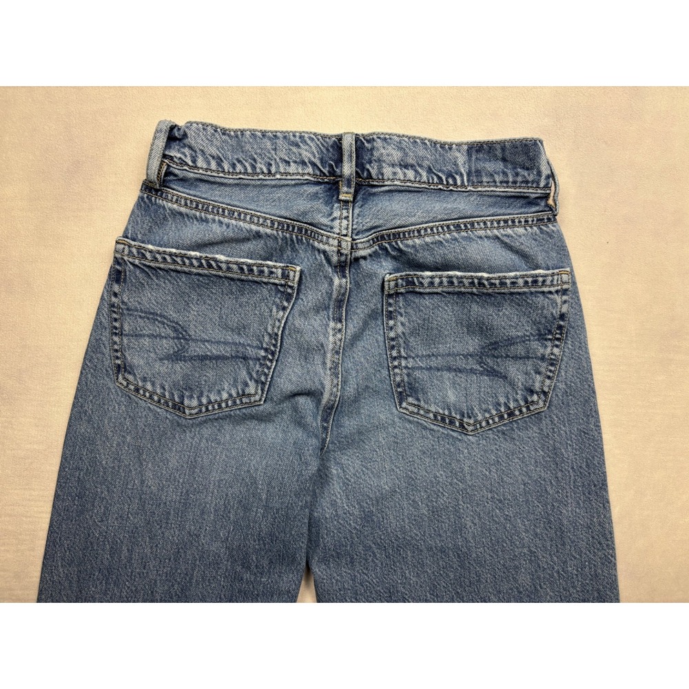 American Eagle Real Good Wide Leg Jeans Light Wash Raw Hem 000 Regular 4226 - Picture 4 of 11